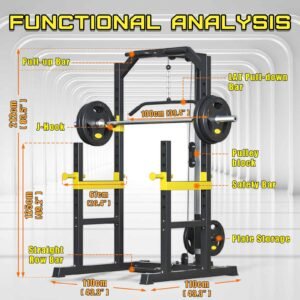 محطة السكوات الشاملة مع بكرة السحب (Power Cage with Lat Pulldown)