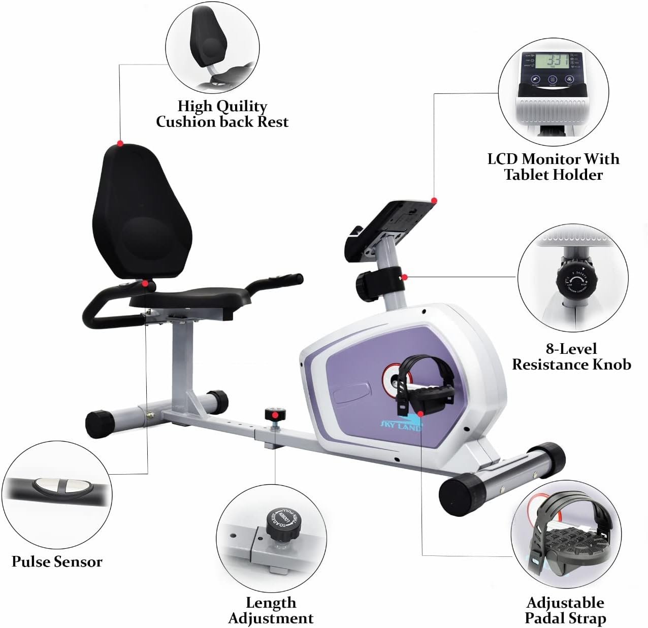 جهاز البايك الأرضي الثابت مع مقعد ظهر (Recumbent Desk & Floor Bike) - الصورة 2