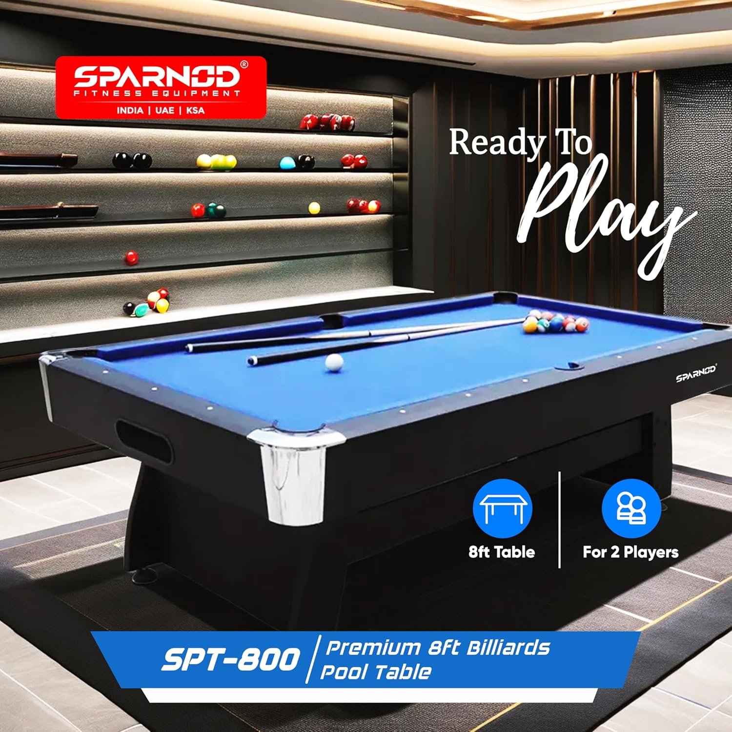 طاولة بلياردو احترافية من Sparnod Fitness بحجم 8 قدم - الصورة 7
