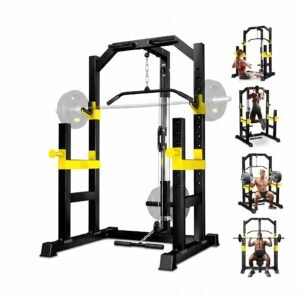 محطة السكوات الشاملة مع بكرة السحب (Power Cage with Lat Pulldown)