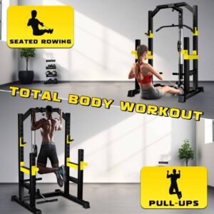 محطة السكوات الشاملة مع بكرة السحب (Power Cage with Lat Pulldown)